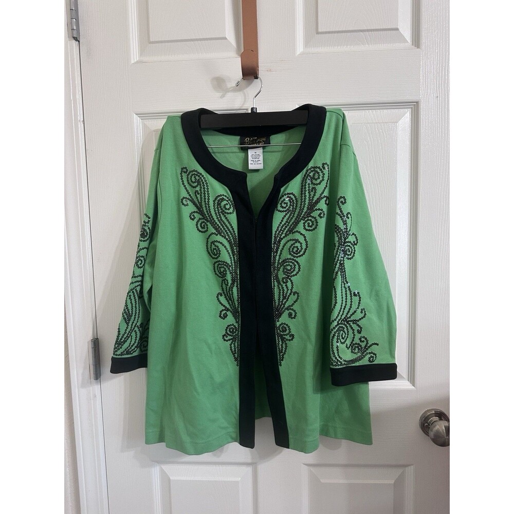 Vintage Bob Mackie Summer Green W/ Sequin Paisley Art Jacket. Classic Showgrl